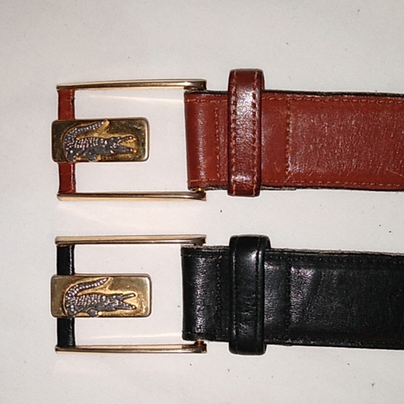 Vintage Lacoste belts, alligator buckle, size 44 - Picture 2 of 5